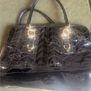 Glossy Black Quilted Shoulder Bag